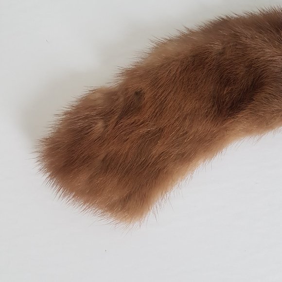 1960s Vintage Brown Mink Collar, Honey Brown Mink Fur Scarf - Picture 3 of 8